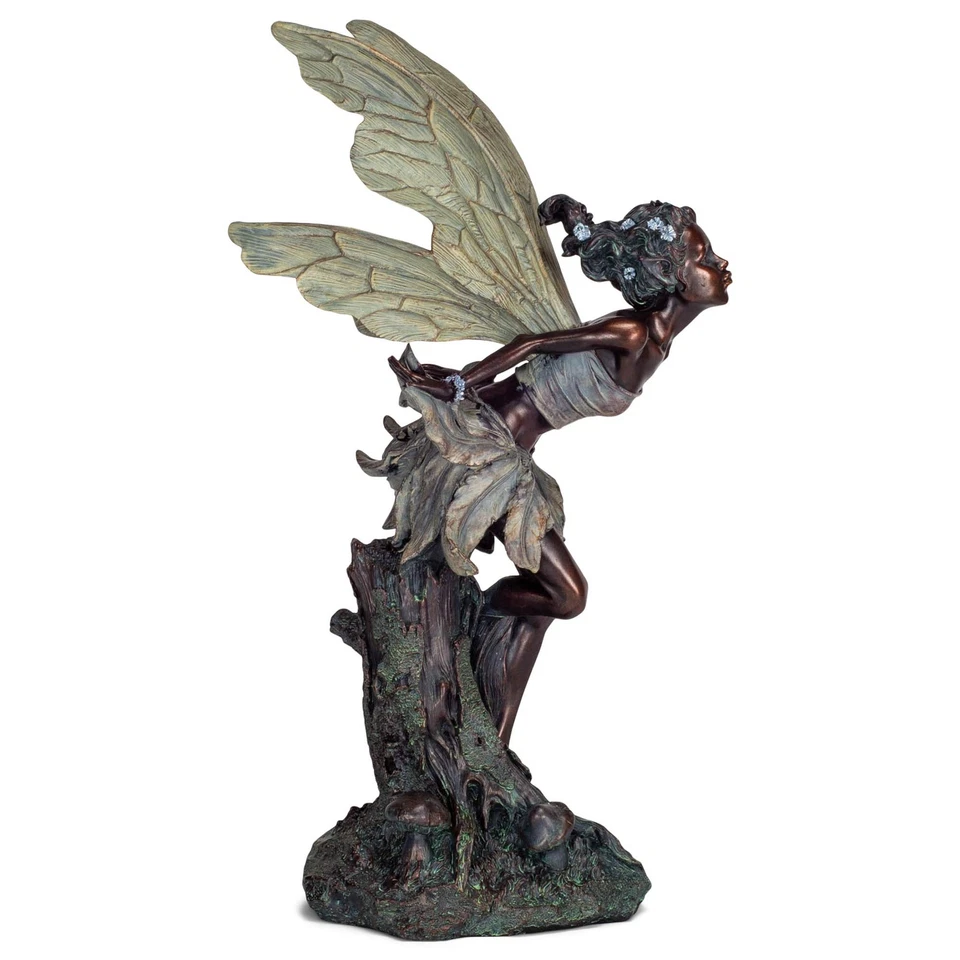 Lovely Kissing Fairy Bronze Tone 19.75 Inches Polyresin Outdoor Garden Statue - Image 3 of 4