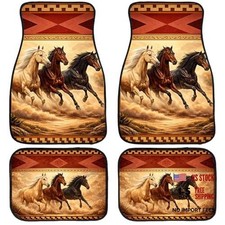 4 Piece Car Floor Mats Full Sets Western Desert 26.8l X 17.3w X 0.15th Horse 4 Piece Car Floor Mats Full Sets Western Desert 26.8l X 17.3w X 0.15th Horse