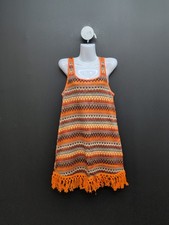 Cupshe Sunset Haze Boho Mini Fringe Trim Sleeveless Dress XL Orange