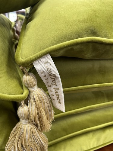 Green Cotton Velvet & Silk Tassel Cushions - Handmade in Buckinghamshire - Picture 9 of 10