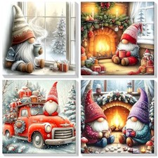 4 Pack Framed Paint by Numbers Christmas for Adults Beginners, Adults' Gnome