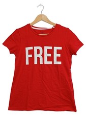 ONLY T-Shirt Femme Rouge Lettrage Coton Bio Casual (EU 36, INT S)