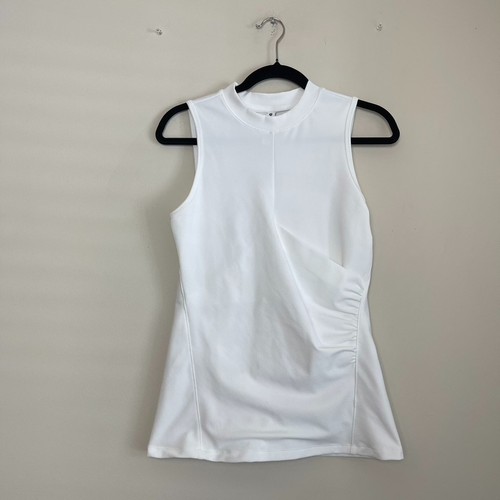 Athleta Bayview Tank Size Small White Powervita Ribbed High Neck Active