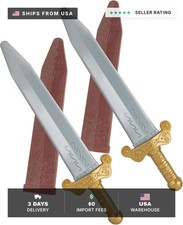 2Set Plastic Roman Sword with Sheath,Toy Sword for Pretend Play,Knight Costume,