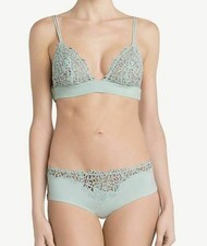 La Perla Petit Macrame Triangle Bra Shorty Panty 36B S Mint Green