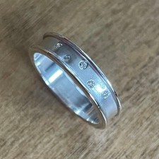 Diamond  Sterling Silver 925 Band/Ring, brushed polish. Size 6