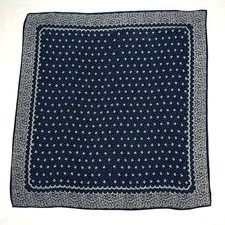 Vintage Floral Bandana Square Scarf Handkerchief Ditsy Floral Cottagecore Navy