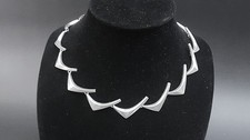 1960s Danish Modernist Anton Michelson E Jensen Stg Silver Boomerang Necklace