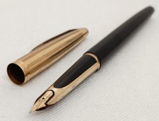 Vintage 1950s Waterman CF Fountain Pen 14K Gold Inlaid Nib Rolled Gold Cap
