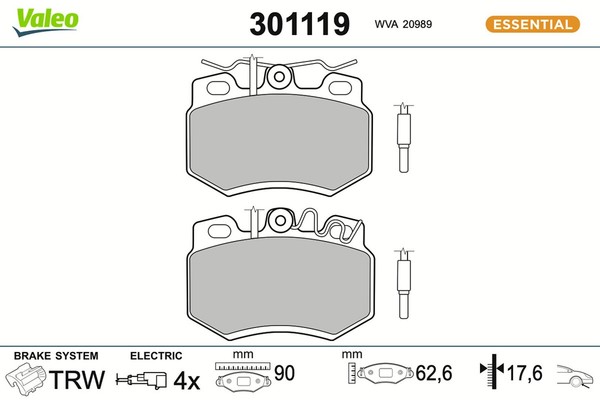 Bremsbelagsatz Scheibenbremse Essential Valeo 301119 FüR 309 Peugeot 1 10C 10A-image
