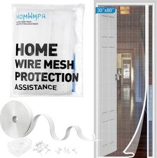 Side Opening Magnetic Screen Door, Fit Door Size 48 x 80 in Reversible White