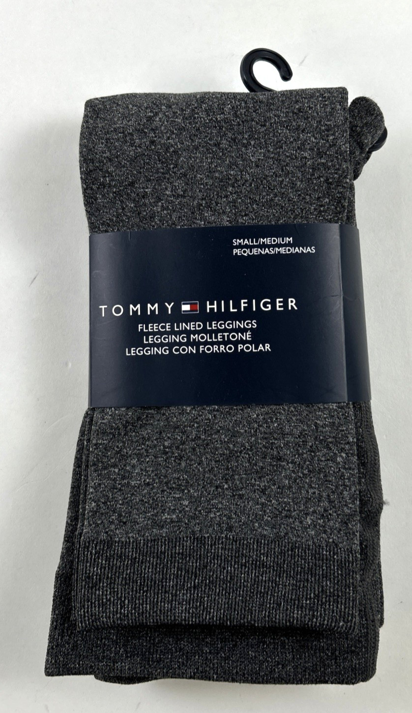 NEW TOMMY HILFIGER Size S/M Women's Leggings Charcoal Gray Fleece Lined thumbnail 2