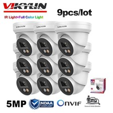 9 Pack Vikylin 5MP POE Camera Onvif Full Color IR Audio Outdoor Wired Dual Light