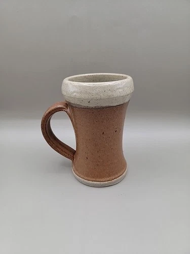 Vintage Studio Art Large Coffee Mug Signed Unique Pottery 1976 Brown