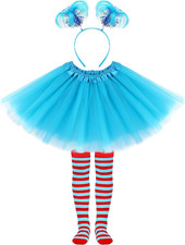 3 Pieces Tulle Tutu Costume Set Tutus Skirts Feathers Ponytail Headband High Sto
