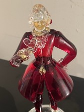 Avon VTG Murano red gold Art Glass Figurine Man Gold heart