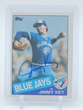 JIMMY KEY 1985 TOPPS BASEBALL #193 BLUE JAYS IN PERSON AUTOGRAPH A Q1880