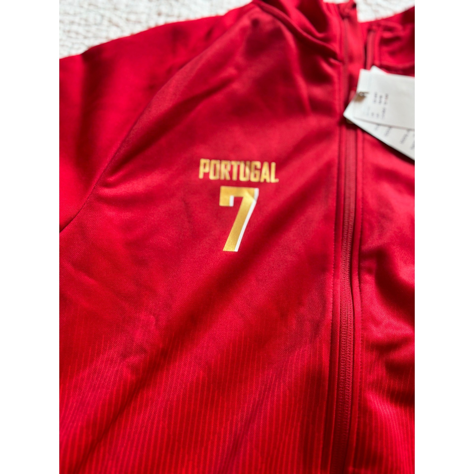 Portugal Soccer Track Jacket Kids Size 12 Red Green Full Zip Ronaldo 7 image 2