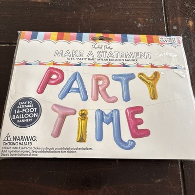 Packed Party Make A Statement Party Time 16 Foot Mylar Balloon Banner Colorful