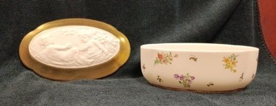 1996 Tettau Antiquariate Miniaturen  Porcelain Trinket Box Deckedose RARE
