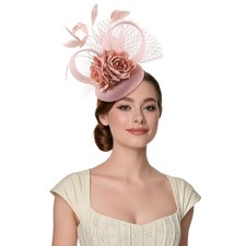 Fascinators Hat for Women Tea Party Headband Wedding Cocktail 1-5, Pink