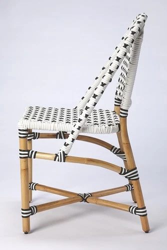 Coastal Rattan Side Chair | Butler Specialty-Black and White - Picture 4 of 9