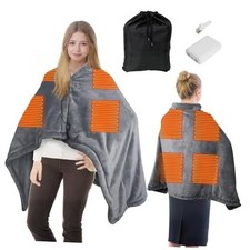 Cordless Heated Blanket with 10000mAh Power Bank, USB Battery Operated Black