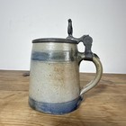 Antique New York F HEYDE 47 AVENUE A Blue Decorated Stoneware Stein Tankard — photo 1