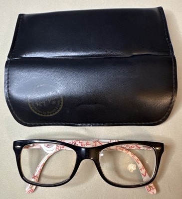 Ray-Ban RB5228 Eyeglasses Frames Black White Red Script 50-17-140 w/ Case
