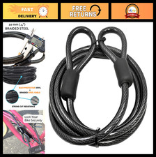 Heavy-Duty 10mm Security Cable - Vinyl Coated Braided Steel, Sealed Loops, 15FT