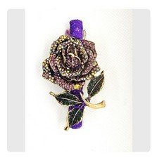 Betsey Johnson Purple Swarovski Austrian Crystal Rhinestone Hair Barrette Clip