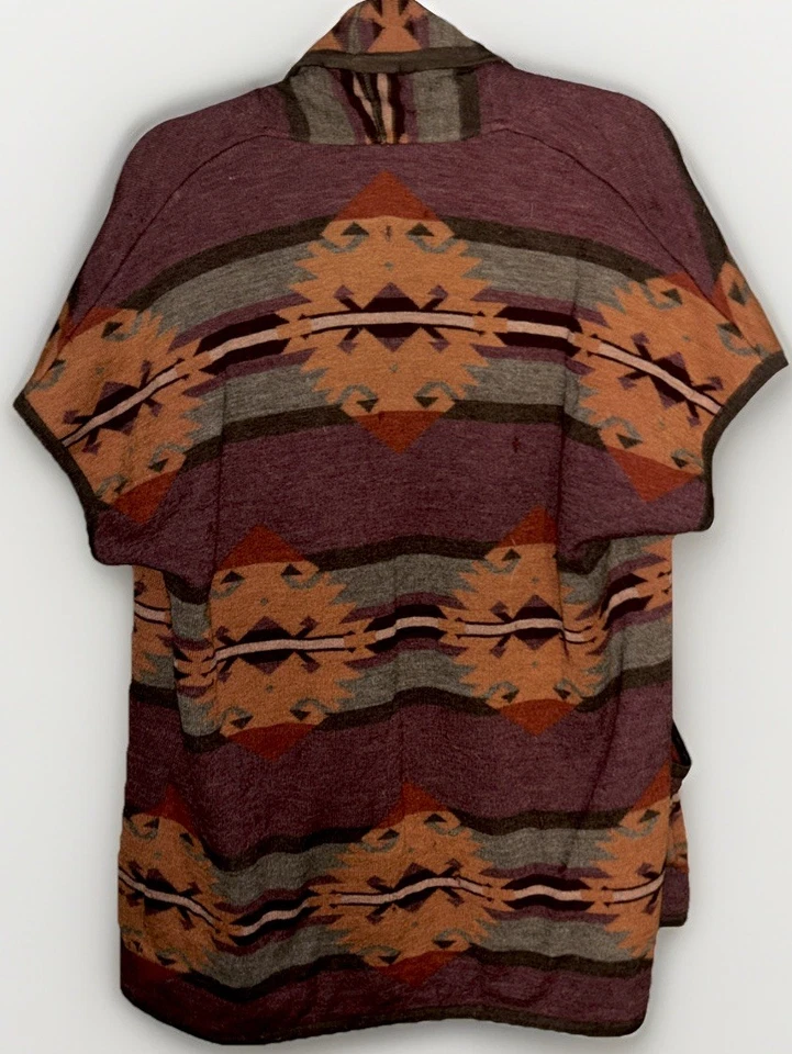 Cárdigan Poncho Mantón Óxido Peruvian Connection Mezcla Lana Southwestern Geo Wrap Foto 2 de 4