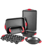 6 - Piece Nonstick Carbon Steel Baking Pans Set with Silicone Handles