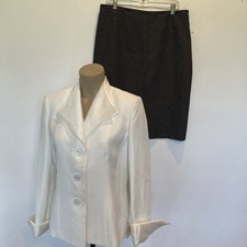 Le Suit size 12 white jacket black and white skirt suit