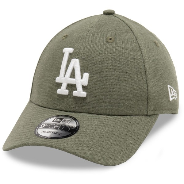 New Era 9Forty Strapback Cap Leinen Los Angeles Dodgers Oliv-image