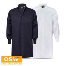 Unisex Food Industry Long Knitted Cuff Dustcoat with Internal Pockets