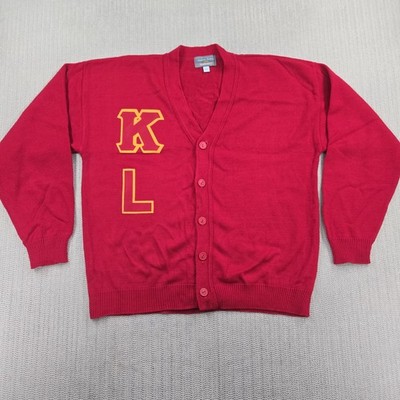 Andrew Rohan Kappa League Sweater Mens Large Red Cardigan Varsity KL Made USA