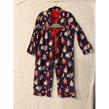 Nick Nora Sock Monkey Flannel Pajama Set Purple Red Cotton Sleepwear Large
