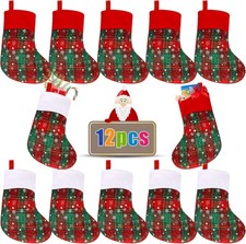 DIYASY Mini Christmas Stockings, 12 Pack Small Buffalo Red  Green 12pcs