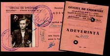 Romania 1944 emigration certificate, Palestine-bound