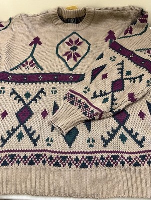 Vintage Polan 80s Aztec Tribal Cabin Gorp Grandpa Core Pullover Sweater L