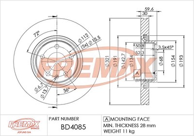 FREMAX BD-4085 Brake Disc for AUDI