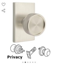 Emtek 5212US26 Privacy Modern Rectangular Rosette  - Knurled in Satin Nickel
