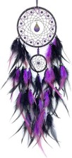 Black and Purple Dream Catcher Wall Decor Feather Dream Catchers with Pendant...