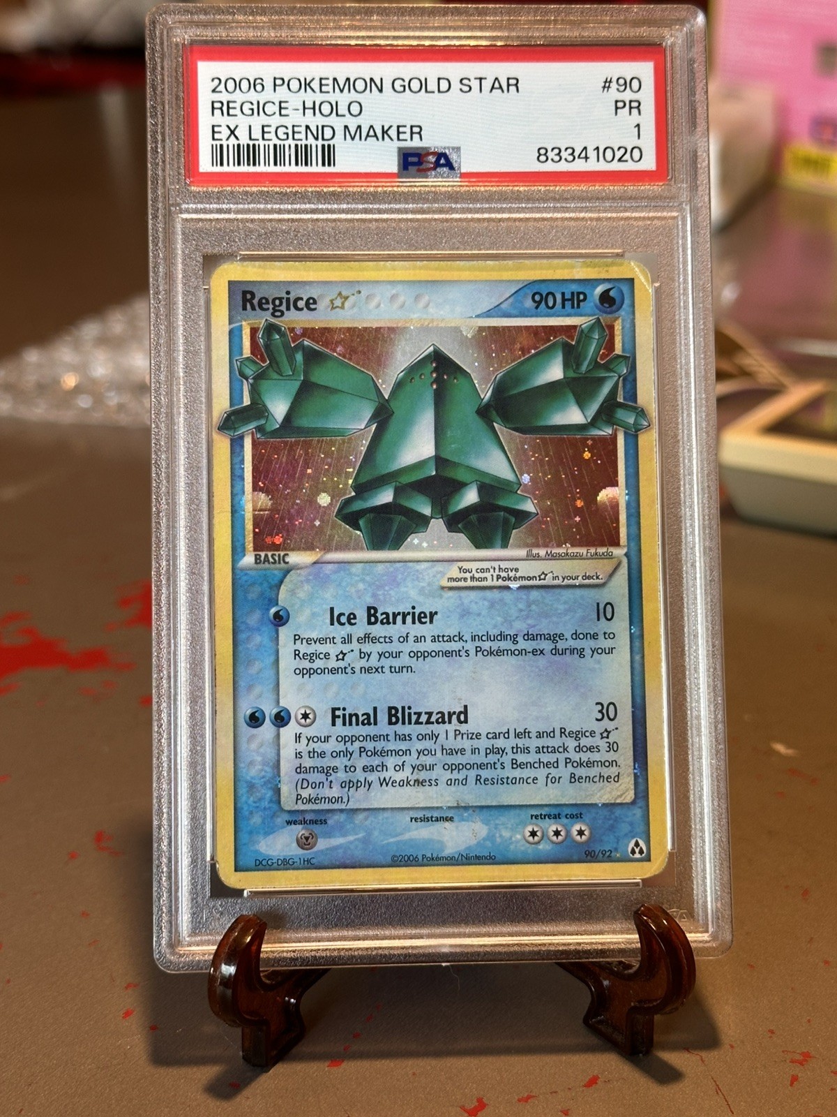 2006 POKEMON EX LEGEND MAKER GOLD STAR #90 REGICE-HOLO PSA 1