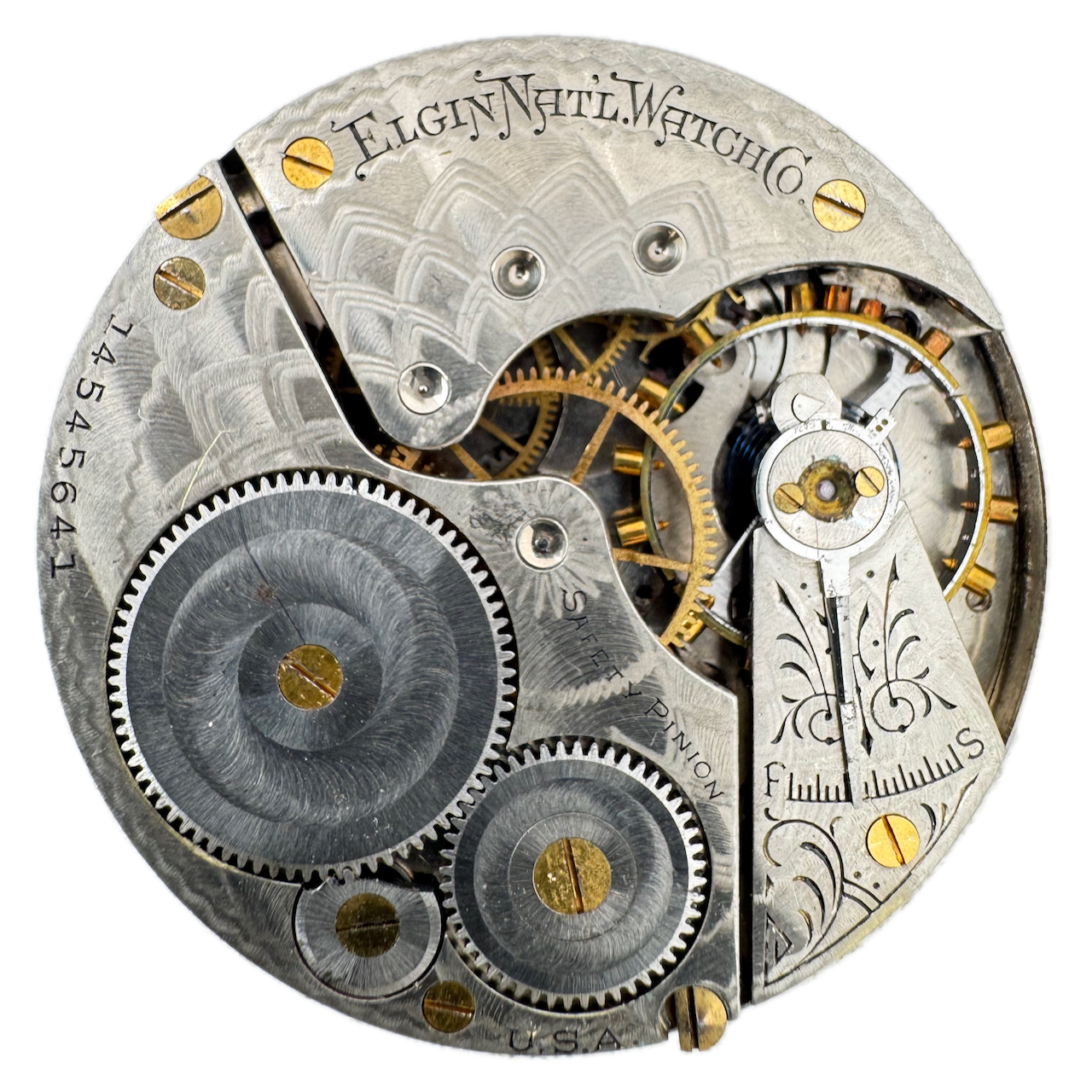 Antique 16s 1910 Elgin Gold Hands 7 Jewel Mechanical Pocket Watch Movement 291