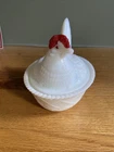 Vintage Westmoreland White Milk Glass Chicken Hen on Nest NO RESERVE AUCTION
