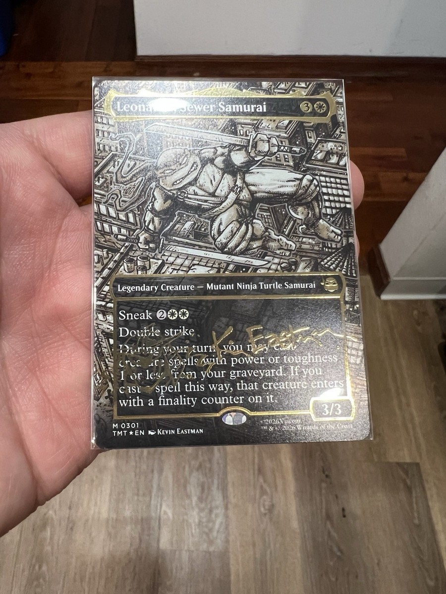 MTG TMNT Leonardo, Sewer Samurai #301 — Borderless Gold-Stamped