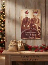 Primitive Style Christmas Feed & Seed Store Advertising Sign 8" x 12" New