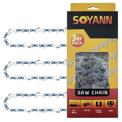 3er Set Sägeketten 30cm 44TG 1,1mm 3/8''LP Ersatz Kettensäge Kette Profi